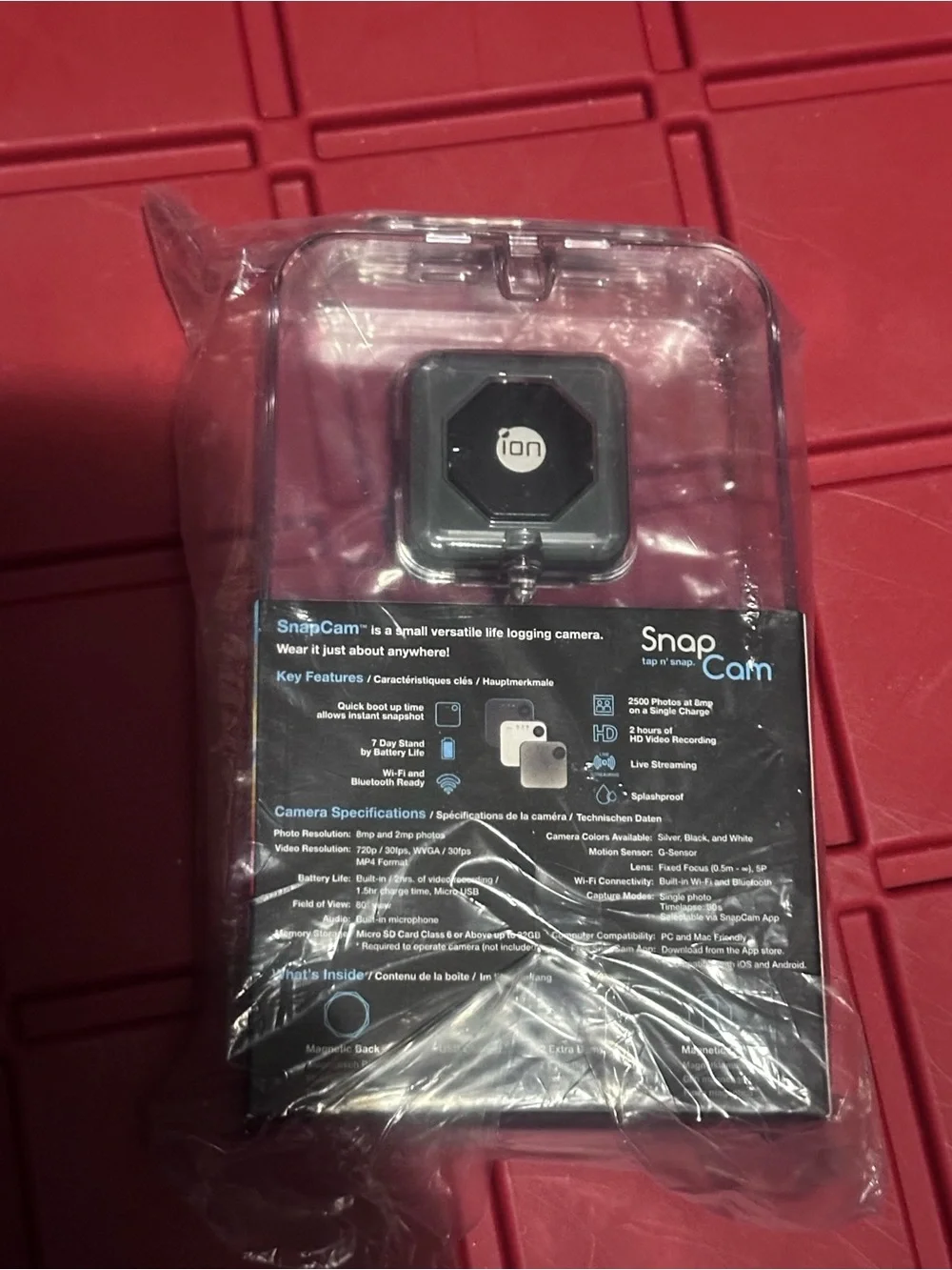 Snap Cam ✨🖤💙🤍 Ion Wearable Tap-and-Snap Camera - Black with Blue Accent